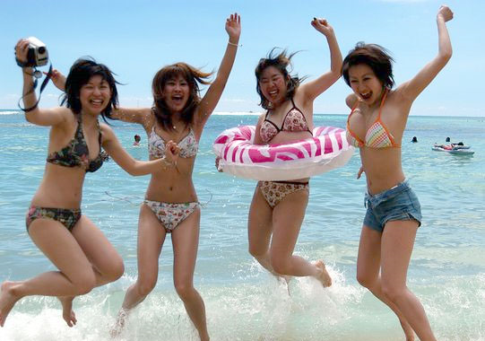happy girls beach
